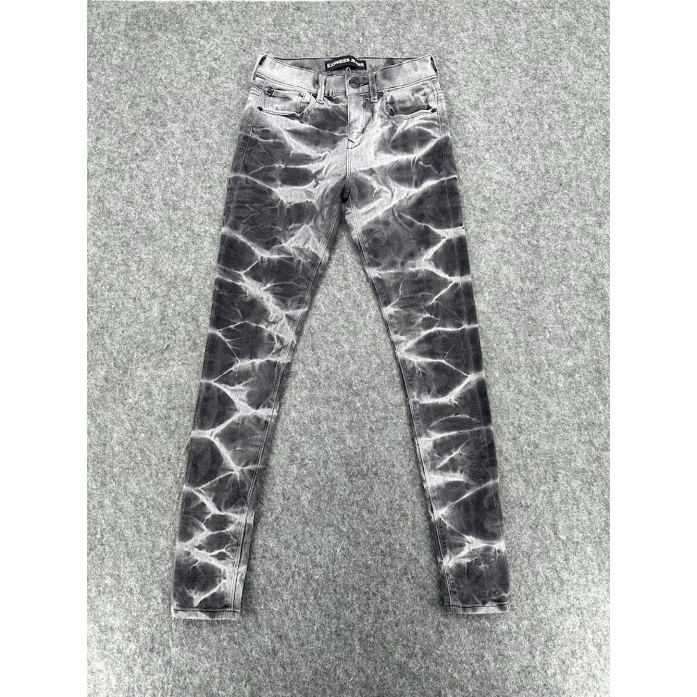 Express Jeans Legging Mid Rise Gray Tie Dye Skinny Stretch Women Size 0R